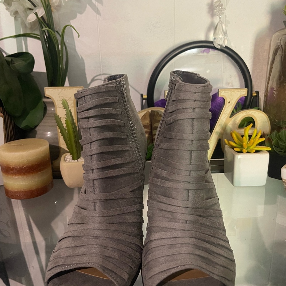 Soda Gray Strappy Ankle Booties